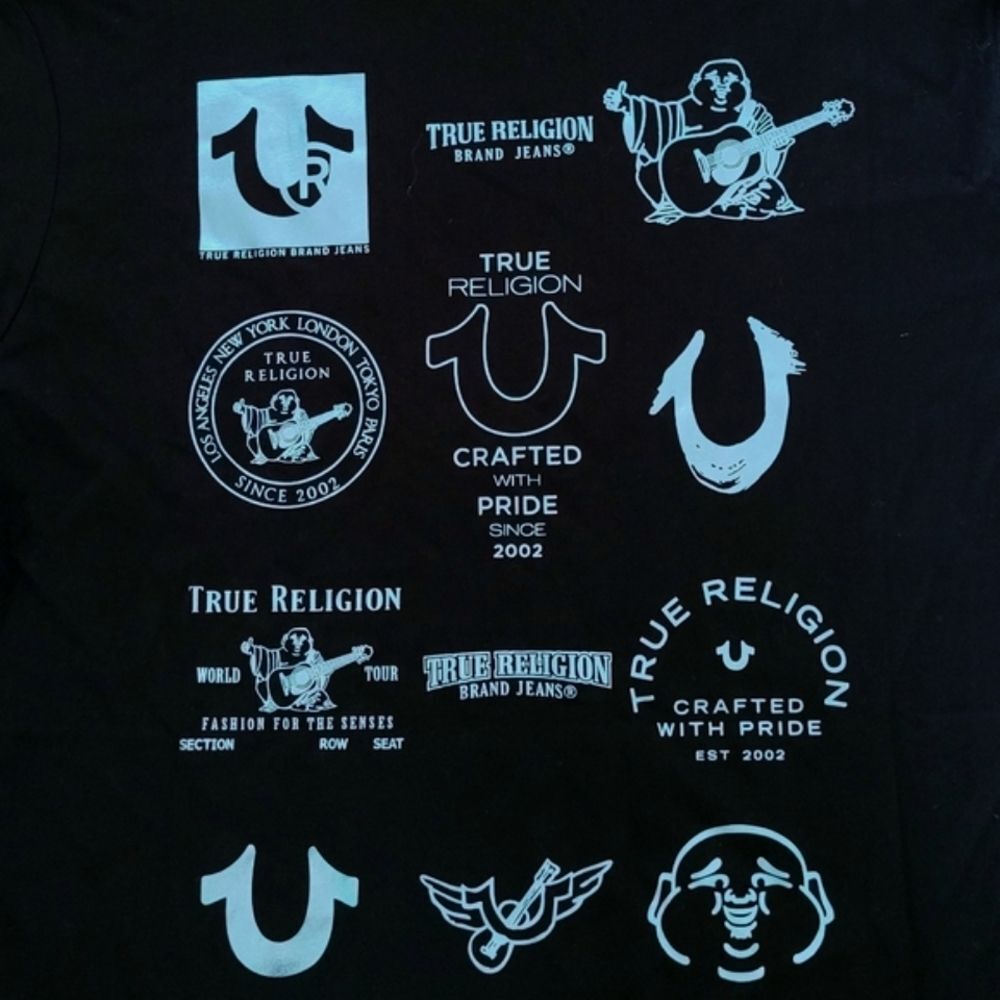True Religion🙏 Logo Icons Slim Fit V-Neck Tee👕 - NWT - Picture 15 of 16